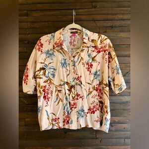 Vince Camuto Pink Hawaiian Floral Button Down Shirt Size XS